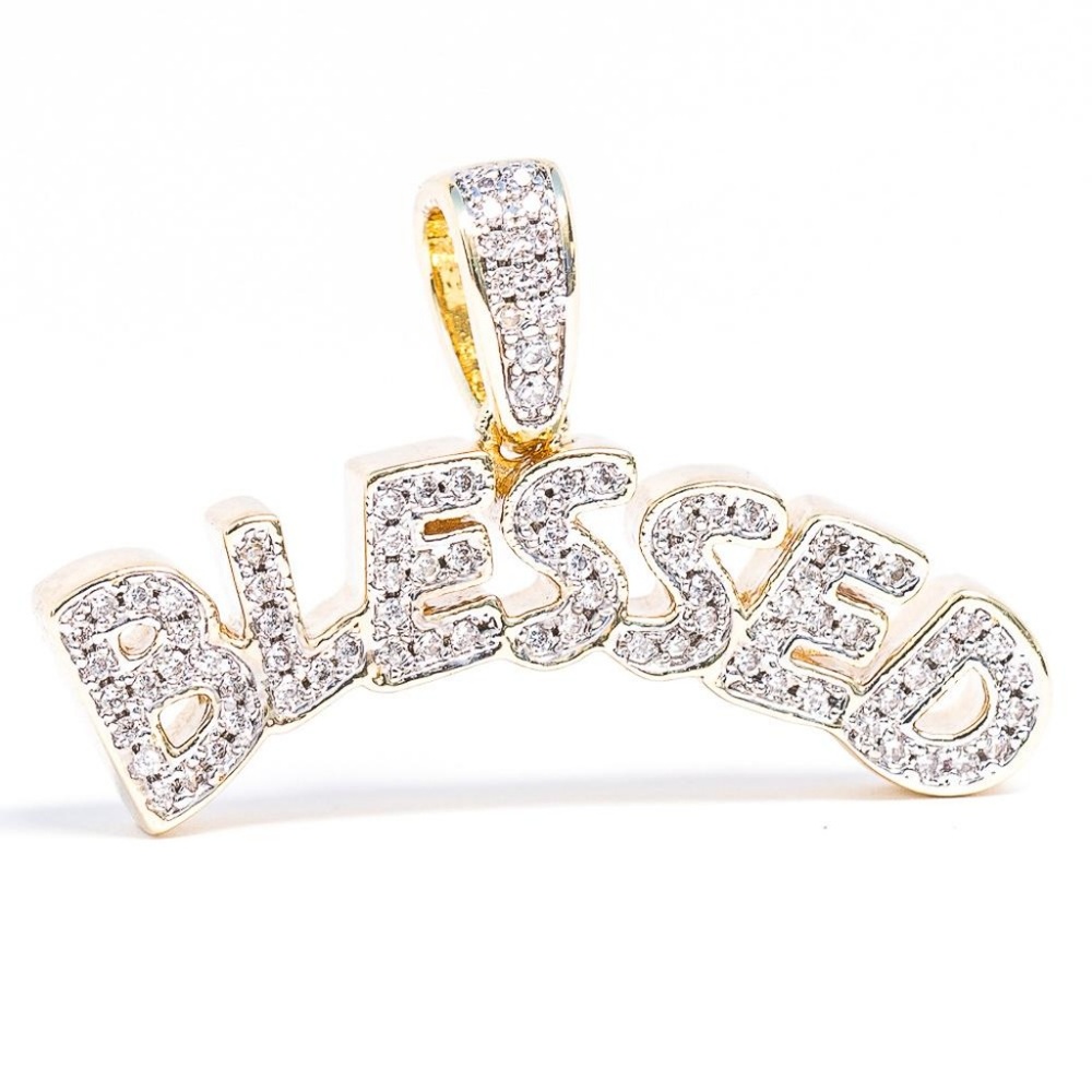 Iced 14k Gold Plated Blessed Pendant